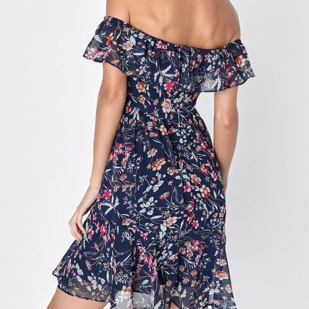 Lulu's navy blue floral mini dress, Size XS - Picture 3 of 6